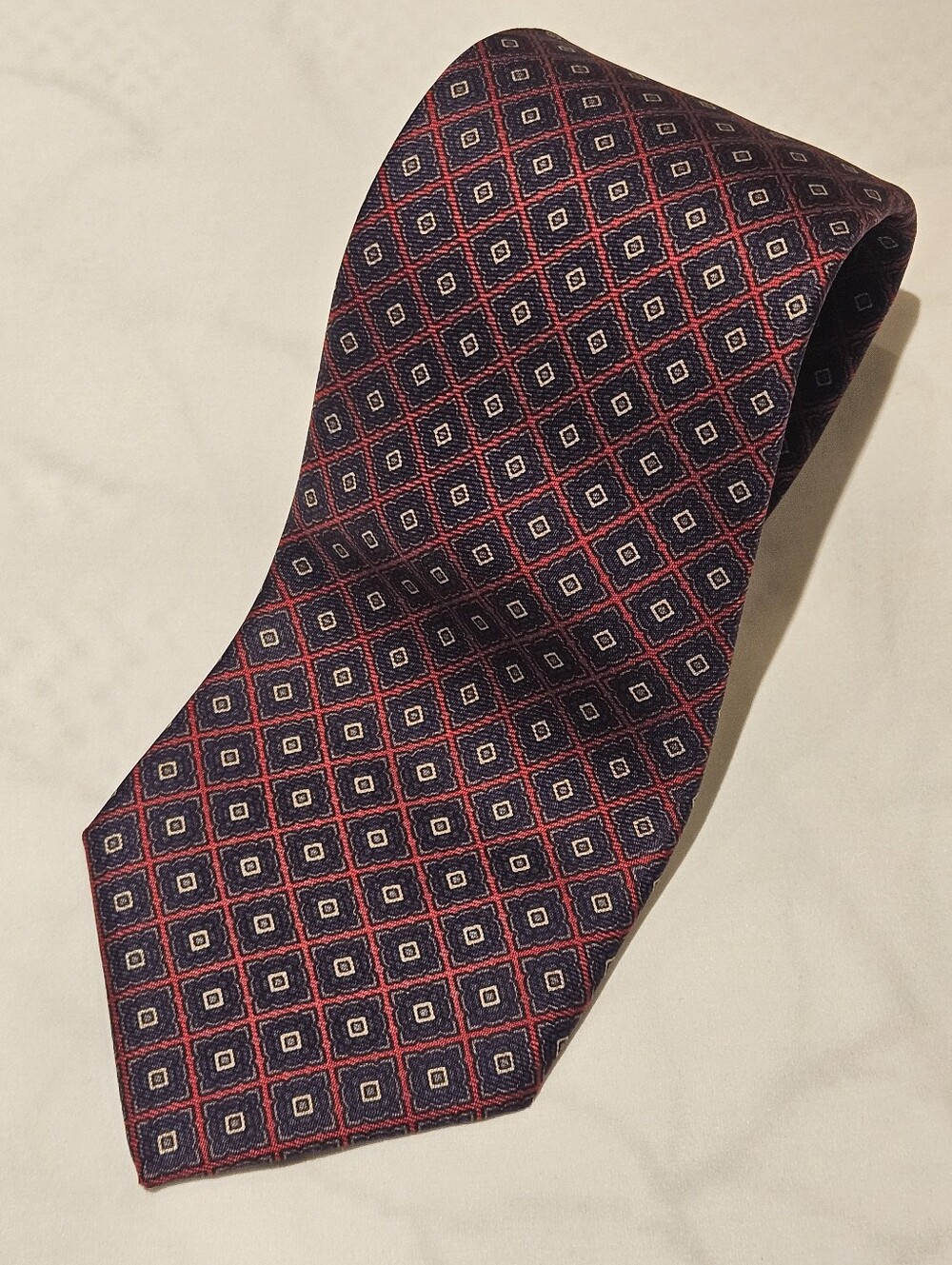 Lanvin Burgundy Geometric Silk Necktie